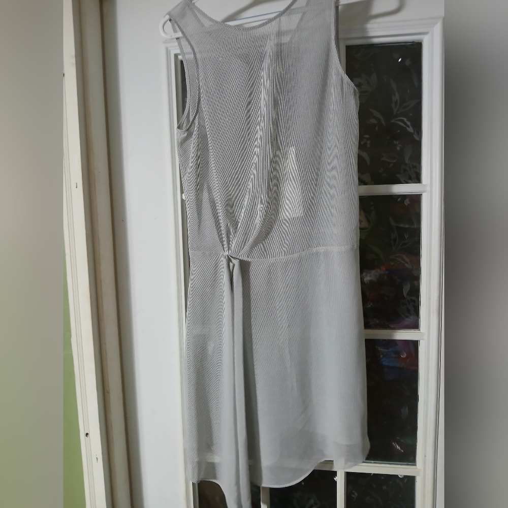 fLuXuS Wearable Art  Semi Sheer Striped 100% Polyester Dress Medium #207-171818